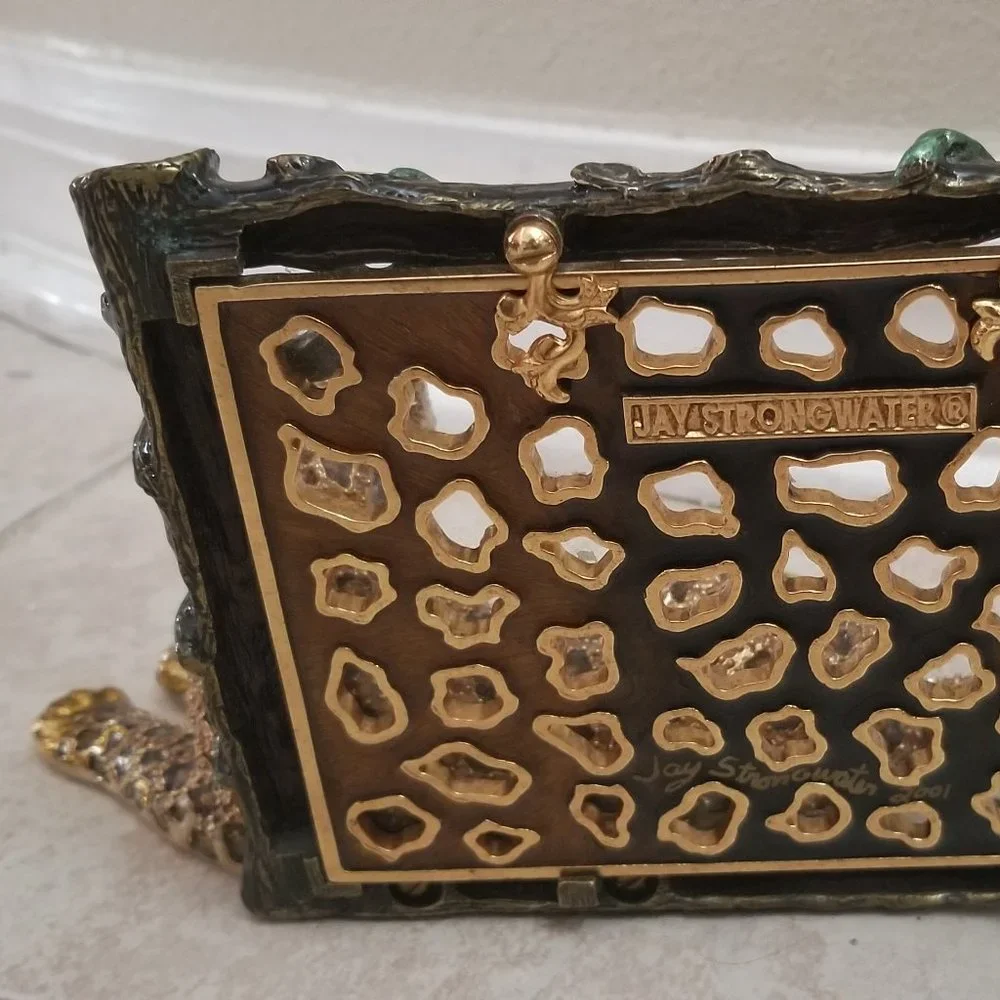 SIGNED RARE EXQUISITE JAY STRONGWATER JUNGLE SAFARI CHEETAH CRYSTAL ENAMEL FRAME